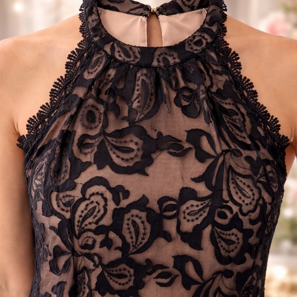 Skies Are Blue Fully Lined Oversized Black Lace and Scalloped Dress - Picture 3 of 4